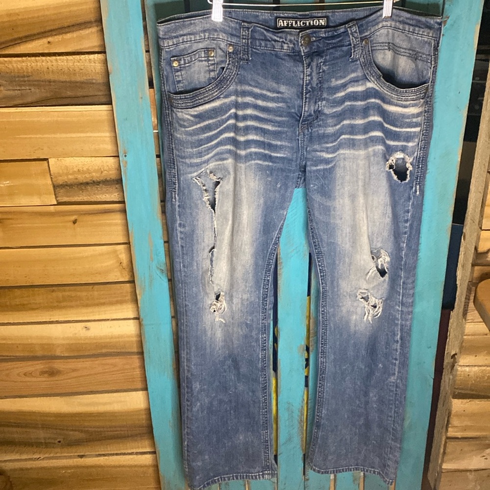 Affliction Blake Jeans 38x34 distressed stretchy